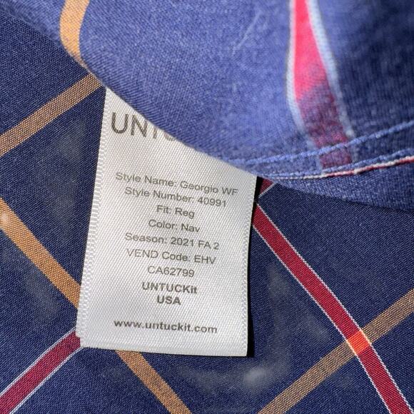 UNTUCKit Sz L Wrinkle Free Georgio‎ Shirt Button Down Check Casual Office Preppy - Picture 8 of 13